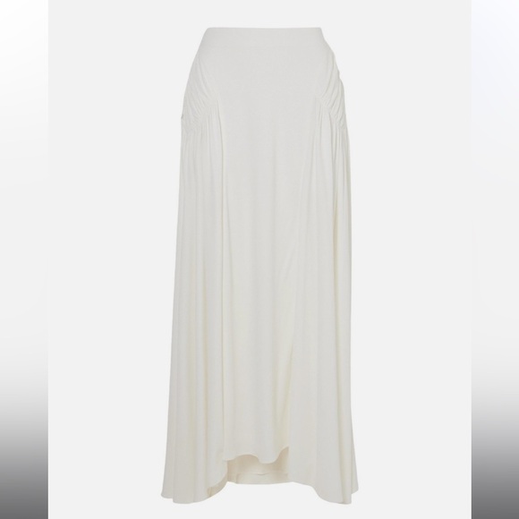 RRP$1,300 INTERIOR Andre Maxi Skirt Size S White Ruched Flare Asymmetric - Picture 1 of 5